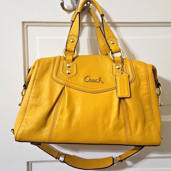 Coach Yellow Ashley Leather Satchel - Picture 1 of 16